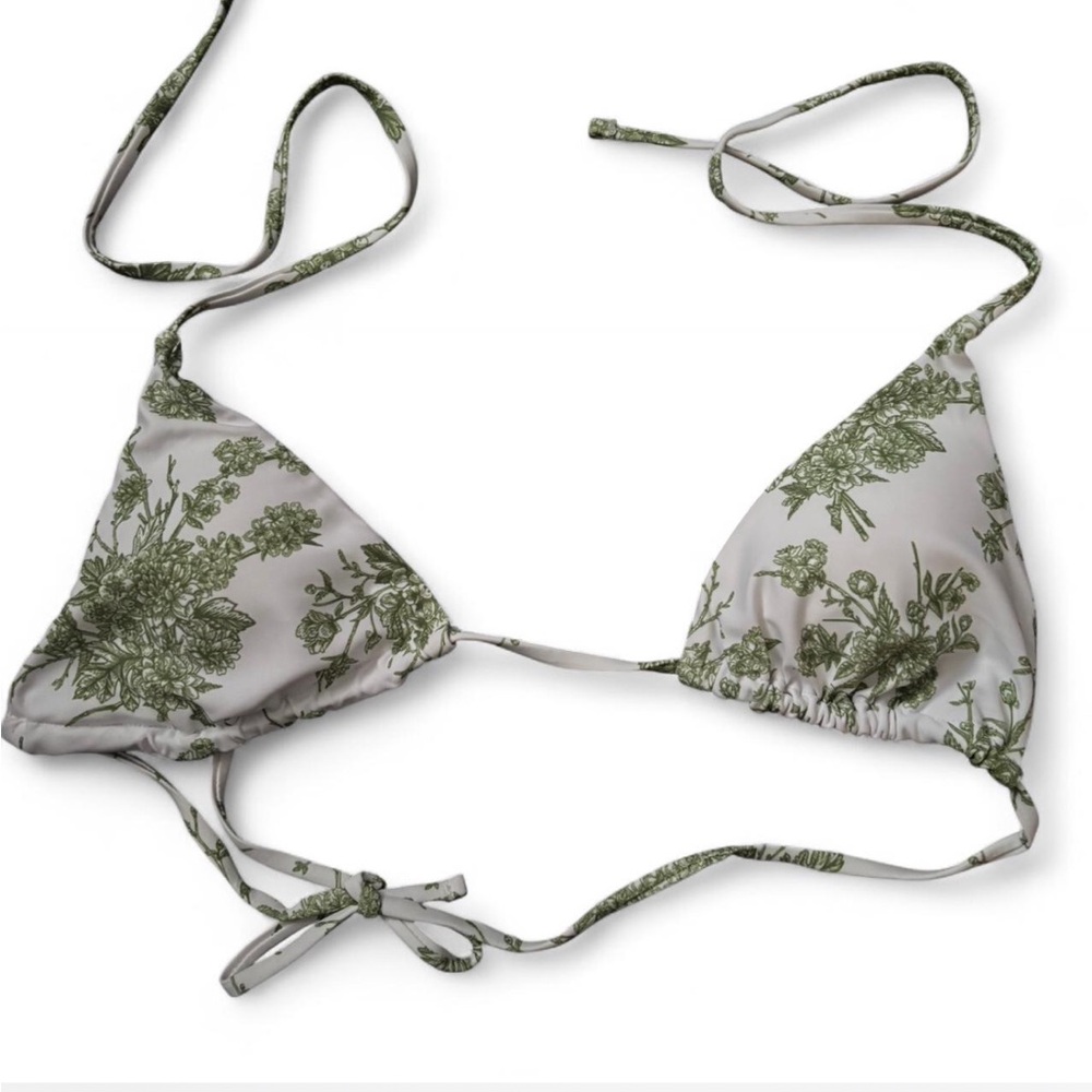 Green Floral Bikini Top